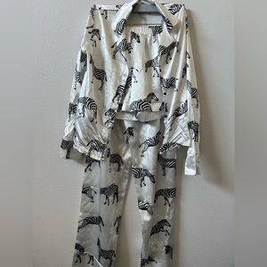 Zebra Print Satin 5 Pc Sleepwear Set BOOHOO
